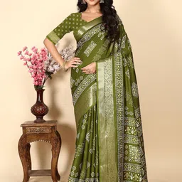 J 6 DESIGNER Floral Zari Art Silk Block Print Saree-picture-14