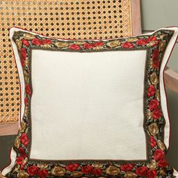 Sangria Cotton Vintage Rose Garden Cushion Cover-picture-0