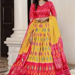 Vanshaft Collection Printed Silk Ready to Wear Lehenga & Unstitched Blouse With Dupatta-picture-2