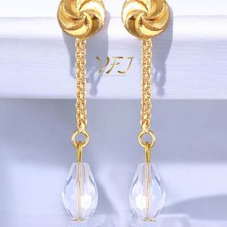 Vighnaharta Gold-Plated Artificial Beaded Contemporary Shaped Drop Earrings-15