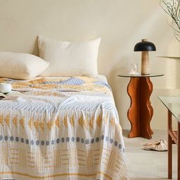 JC HOME White & Yellow Geometric AC Room 300 GSM Single Bed Quilt-image-60