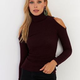 Cool & Sexy women solid Cold-Shoulder Fitted Top-image-84