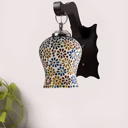 Devansh White & Green Textured Wood Quirky Wall Lamp-image-51