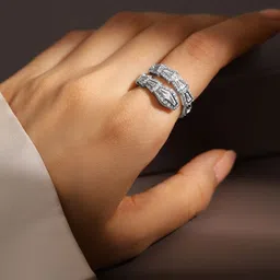 Rubans Rhodium-Plated Cubic Zirconia Studded Ring-87