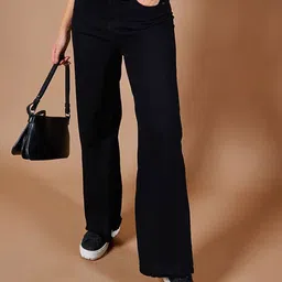 DOLCE CRUDO Women Wide Leg High-Rise Stretchable Jeans-image-83