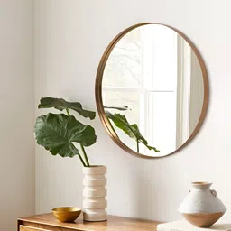 Wall Of Dreams Modern Yellow Round Metal Wall Mirror-12