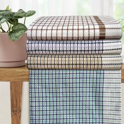 Athom Living White & Brown 4 Pieces Printed Cotton 210 GSM Bath Towel-image-64
