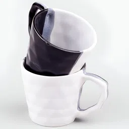 Storepedia White & Black Solid Ceramic Glossy Cups Set of Cups and Mugs-picture-58