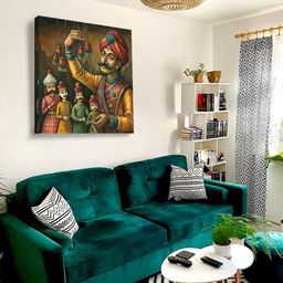 OLIVE TREE Brown & Green Abstract Printed Canvas Wall Art image 4