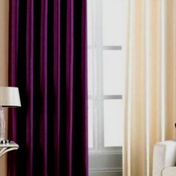 BELLA TRUE Purple & Cream 2 Pieces Black Out Window Curtains-image-86