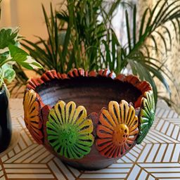 NIYARA Brown & Green Textured Decorative Bowl-56