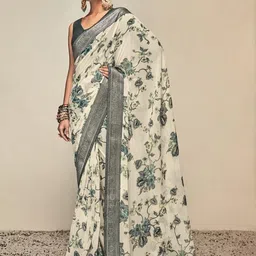 DAATAR Floral Zari Pure Georgette Saree-image-36
