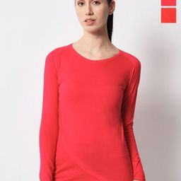 appulse Women 2 Extended Sleeves Pure Cotton Raw Edge Slim Fit T-shirt-37