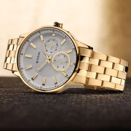 Titan Men White Dial & Gold Toned Straps Analogue Watch 9441YM01-22