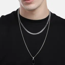 PARIS HAMILTON Unisex Silver-Plated Geometric Cubic Zirconia Pendant with Set Of 2 Chains image 3