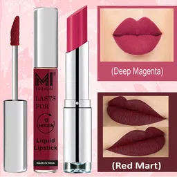 MI FASHION Set of Liquid Lipstick 3.5ml - 01 & Creamy Matte Lipstick 3.5g - 01-15
