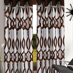 Cortina Brown & Silver-Toned Set of 2 Floral Door Curtain-50