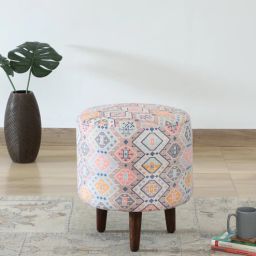casacraft from pepperfry Colby Fabric Seating Stool In Provincial Teak Finish-picture-49