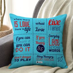 Indigifts Blue Love Quote Printed Pre-Filled Cushions-image-52