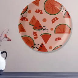 nestroots Red & green Printed Ceramic Round Wall Plates-16