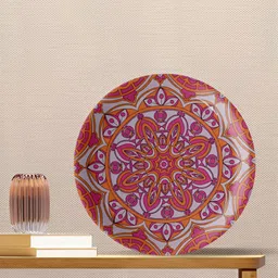 nestroots Red & White Ceramic Mandala Design Wall Decor Plate-3