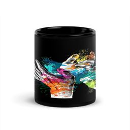 RISH Black & Blue Printed Ceramic Glossy Coffee Mug 325 ml-10