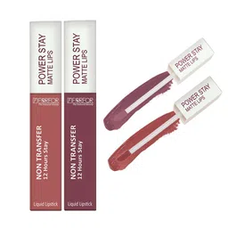 FORFOR Power Stay Set Of 2 Liquid Matte Lipstick -5ml Each-Sandy Nude 21-Mauve Matte 23-47