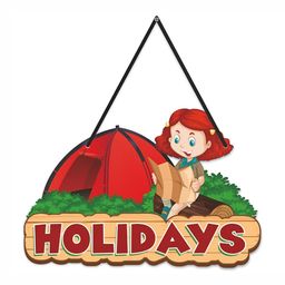 CVANU Red & Brown Painted Holiday Wooden Wall Hanging-picture-36
