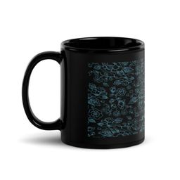 RISH Black & Blue Printed Ceramic Glossy Coffee Mug 325 ml-10