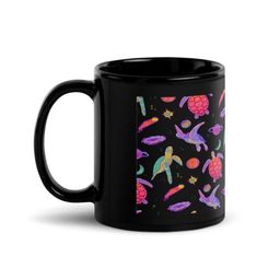 RISH Black & Purple Printed Ceramic Glossy Mug-325ml-28