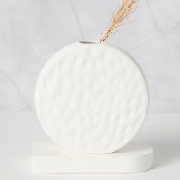 Bonhomie White Textured Round Ceramic Vase-image-17