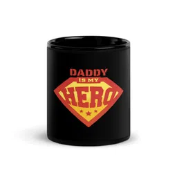 RISH Black & Yellow Super Dad Quote Printed Ceramic Glossy Coffee Mug - 325 ML-40