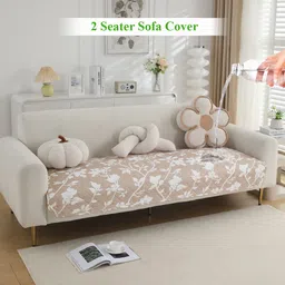 HOKIPO Brown & White Printed Polyester 1 Piece Sofa Cover-image-35