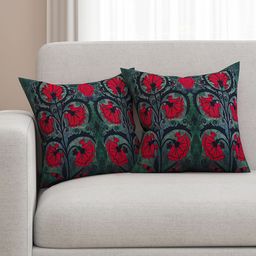 SEJ by Nisha Gupta Green Set of 2 Printed 16'' x 16'' Square Cushion Covers-18