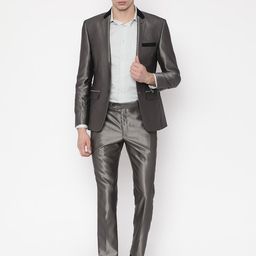 Parx Grey Single-Breasted Urban Fit Formal Suit-image-17
