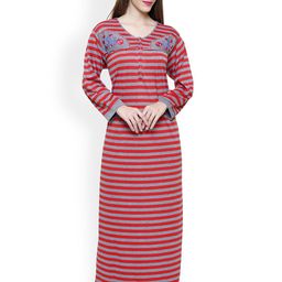 Secret Wish Red & Grey Striped Nightdress NT-E90-449-image-22