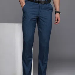 Louis Philippe Men Checked Slim Fit Mid-Rise Formal Trousers-picture-32