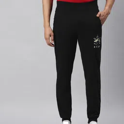 Huetrap Men Black Solid Regular Fit Sustainable Joggers-image-55