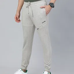 The Indian Garage Co Men Grey Melange  Solid Slim-Fit Joggers-image-72