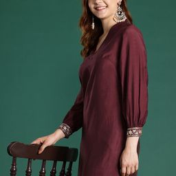Sangria Sequin Detail Straight Kurta-image-31
