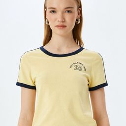 Koton Women Typography Printed Round Neck Cotton T-shirt-image-77