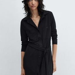 MANGO Shirt Style Midi Dress-image-12