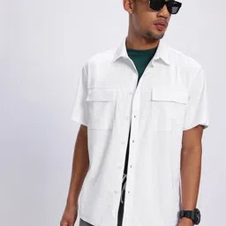 glitchez Neutral Ease Relaxed Flap Pocketed Shirt-image-63