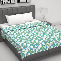 Divine Casa Prism Green & White Floral Pure Cotton AC Room 120 GSM Double Bed Dohar-image-74