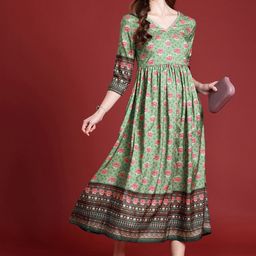 all about you Floral Print A-Line Ethnic Midi Dress-picture-31