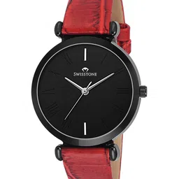 SWISSTONE Women Black Brass Dial & Red Bracelet Style Straps Analogue Watch CK312-image-41