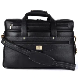 HiLEDER Pure Leather Unisex 16 Inch Briefcase Laptop Messenger Satchel Bag- Black-picture-11