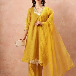 all about you Thread Work Kurta With Trousers & Dupatta-picture-50