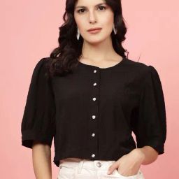 Melon By plusS Black Plain Top-picture-41