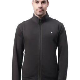 Cantabil Dark Grey Regular Fit High Neck Sweatshirt-image-84